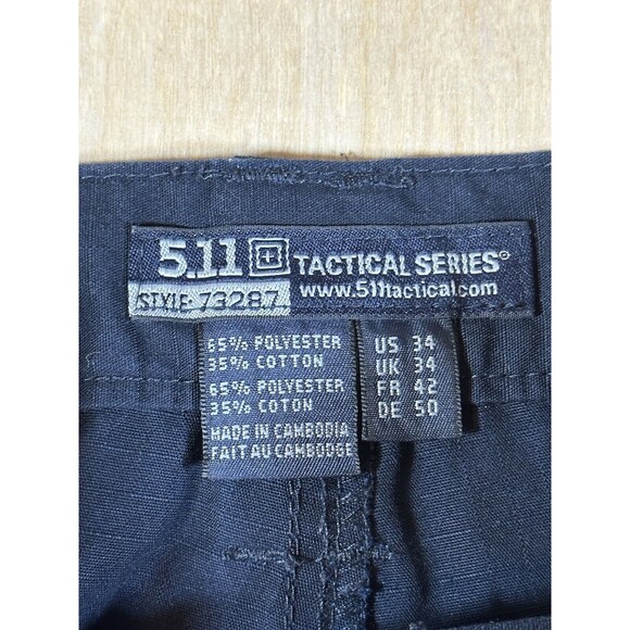 5.11 Tactical Shorts Mens 34 Blue Ripstop Canvas Cargo Workwear Elastic Waist - Picture 3 of 10